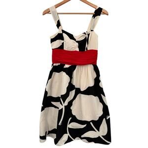 Vintage Lilly Pulitzer Halter Fit And Flare Silk Cotton Black Cream Red Size 4